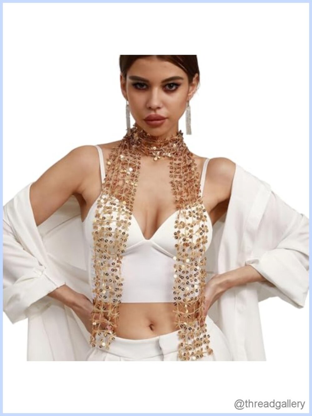 Sequin Fringe Scarf Wrap Belt Shawl for Women